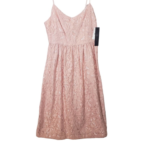 Cynthia Steffe Dress 12 Lace Rose Pink Sleeveless Party Cocktail Fit Flare NWT - Picture 1 of 9
